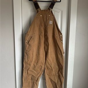Carhartt R01 Brown Duck Bib Overalls Mens 48x32 USA Made Workwear